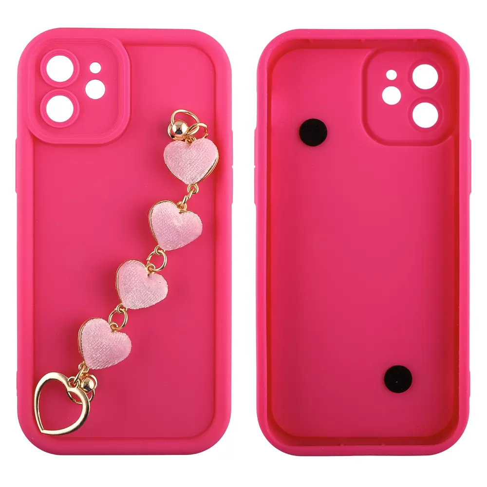 VOLTE-TEL SILICON TPU WITH STRAP ΘΗΚΗ IPHONE 12 6.1in  FULL CAMERA PROTECTION PINK WITH PINK HEARTS - Image 3