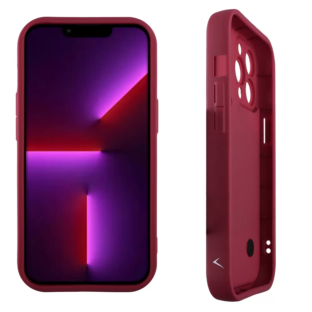 VOLTE-TEL SILICON TPU WITH STRAP ΘΗΚΗ IPHONE 13 PRO 6.1in  FULL CAMERA PROTECTION BURGUNDY WITH RED HEARTS - Image 4