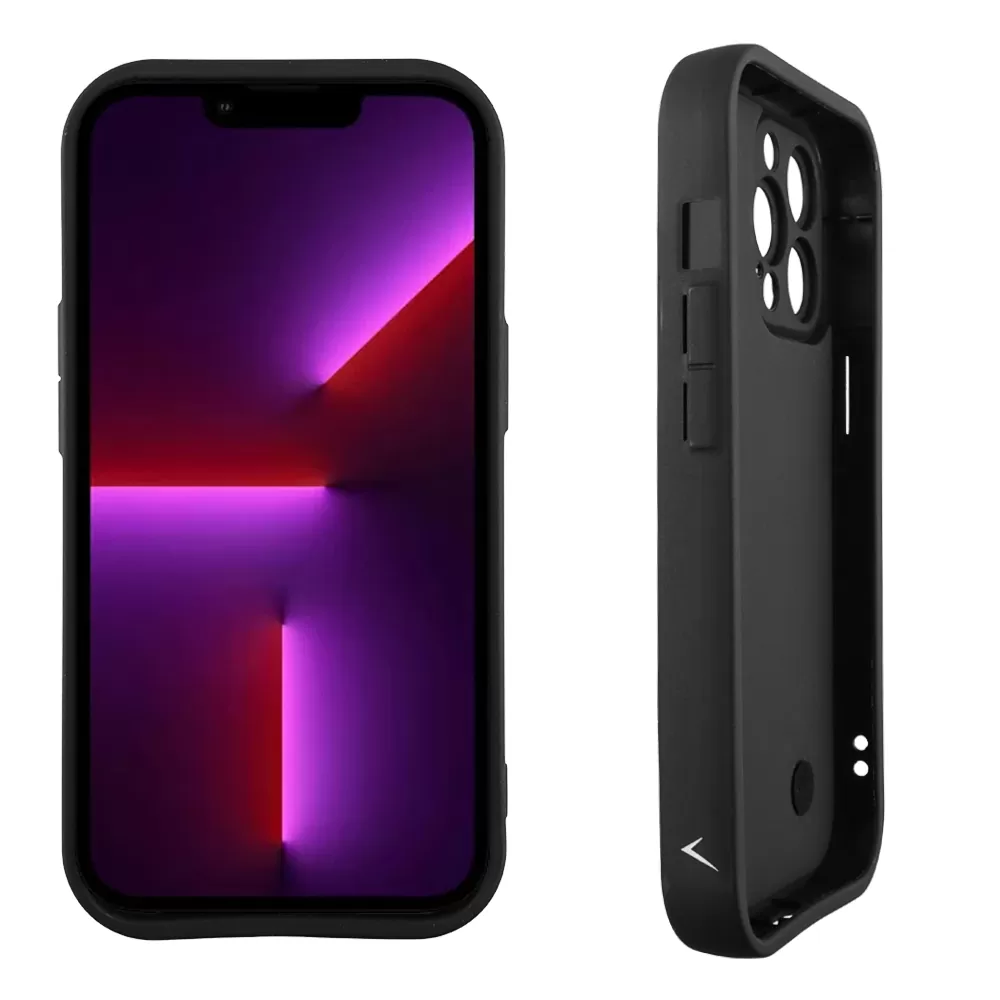VOLTE-TEL SILICON TPU WITH STRAP ΘΗΚΗ IPHONE 13 PRO 6.1in  FULL CAMERA PROTECTION BLACK WITH BLACK HEARTS - Image 4