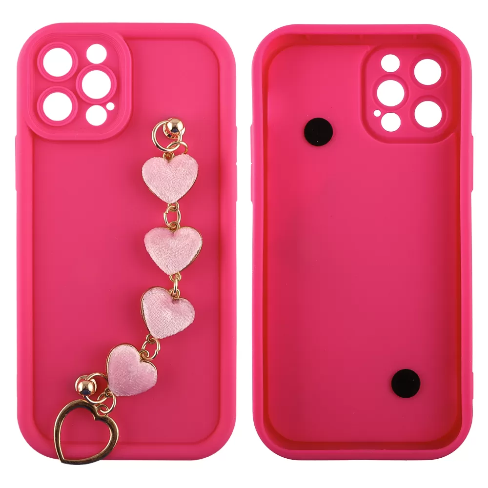 VOLTE-TEL SILICON TPU WITH STRAP ΘΗΚΗ IPHONE 12 PRO 6.1in  FULL CAMERA PROTECTION PINK WITH PINK HEARTS - Image 3