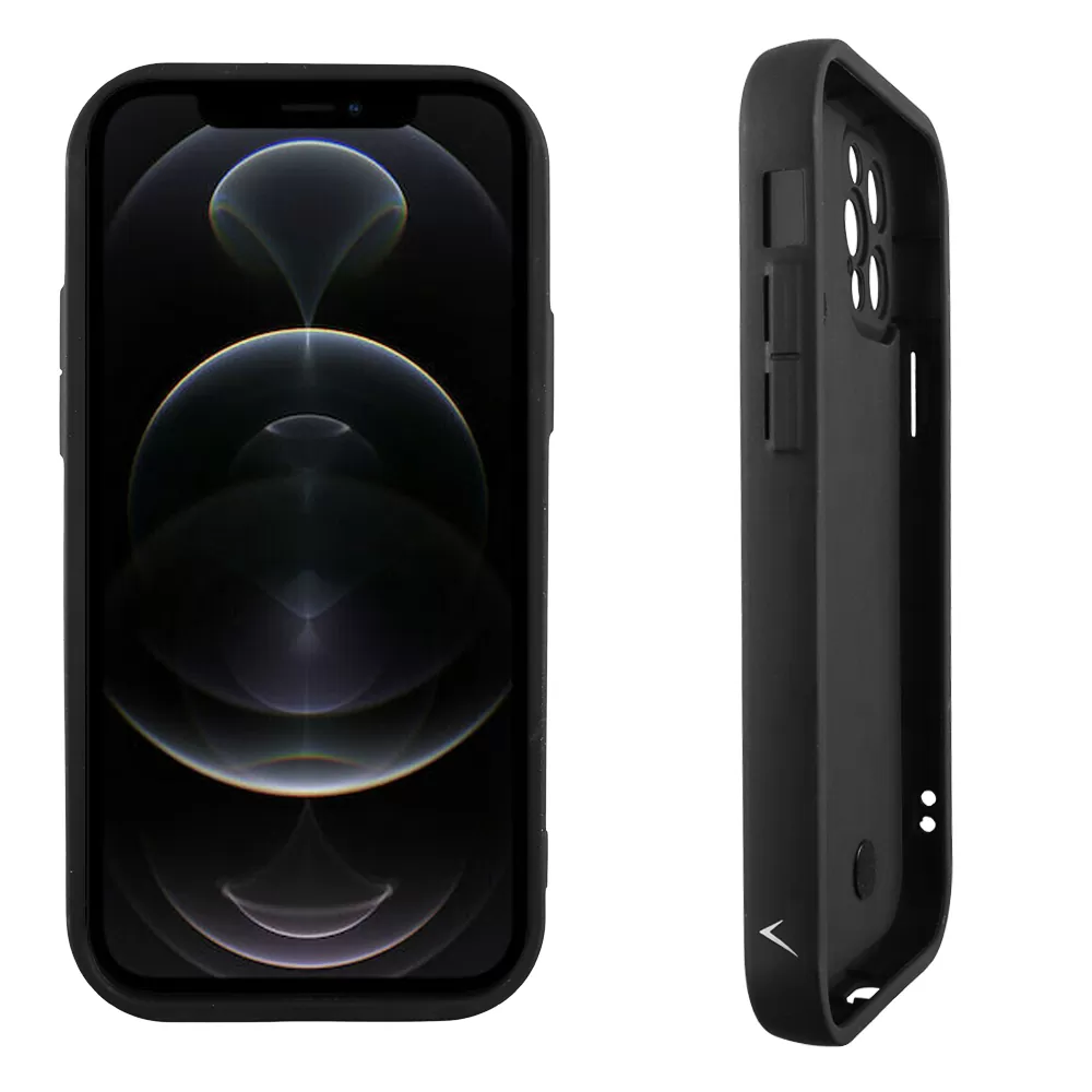 VOLTE-TEL SILICON TPU WITH STRAP ΘΗΚΗ IPHONE 12 PRO 6.1in  FULL CAMERA PROTECTION BLACK WITH BLACK HEARTS - Image 4