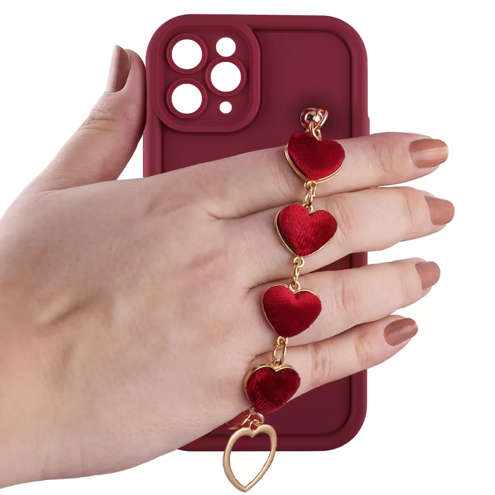 VOLTE-TEL SILICON TPU WITH STRAP ΘΗΚΗ IPHONE 11 PRO 5.8in  FULL CAMERA PROTECTION BURGUNDY WITH RED HEARTS - Image 5
