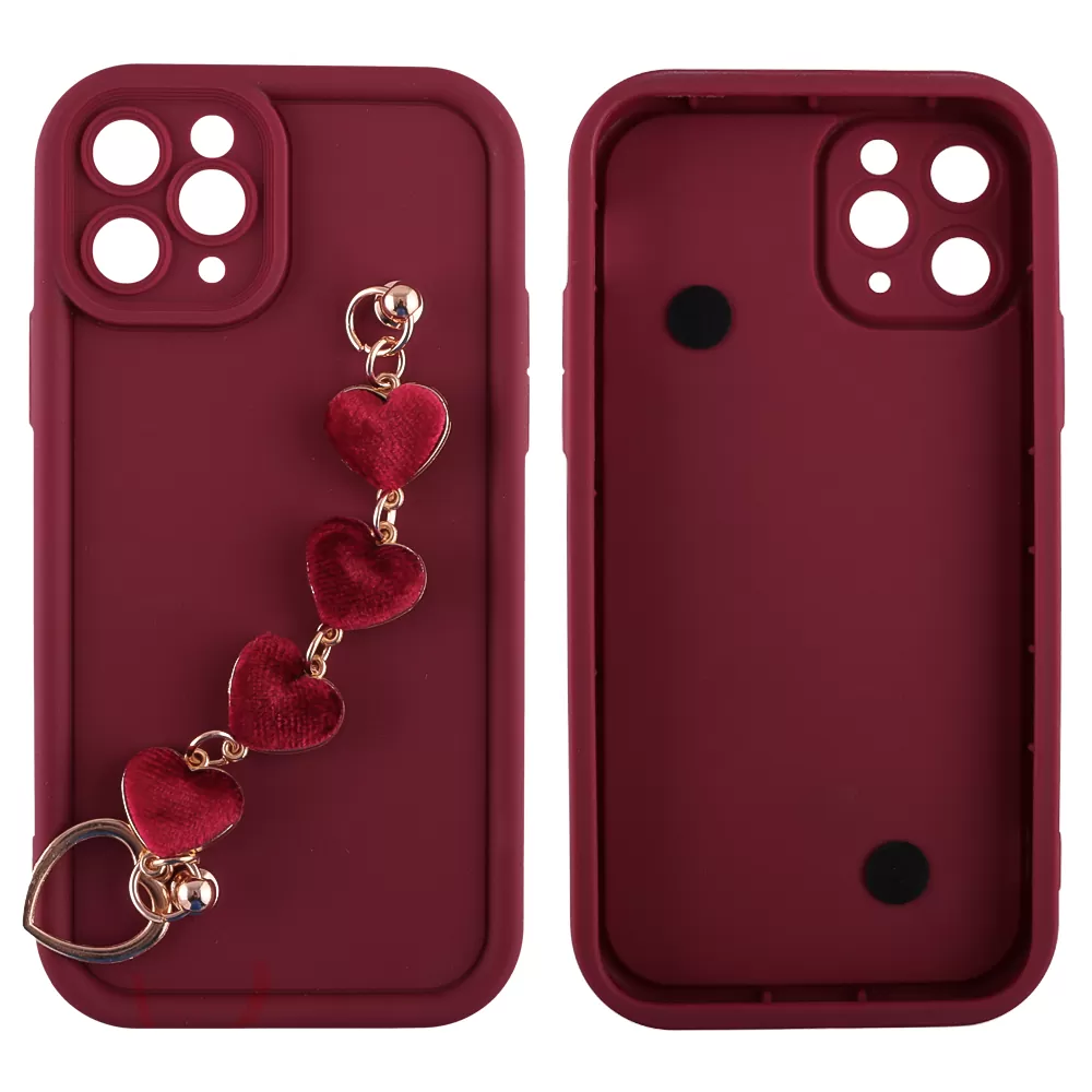 VOLTE-TEL SILICON TPU WITH STRAP ΘΗΚΗ IPHONE 11 PRO 5.8in  FULL CAMERA PROTECTION BURGUNDY WITH RED HEARTS - Image 3