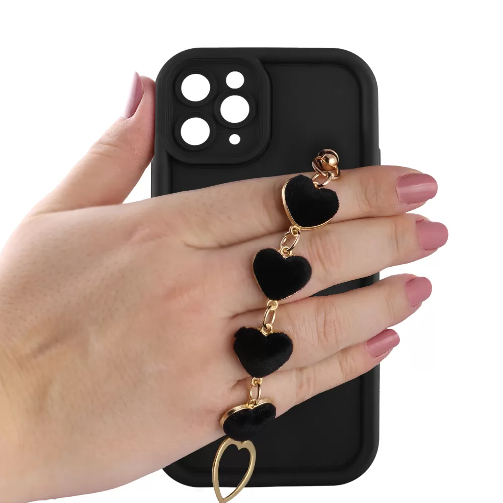 VOLTE-TEL SILICON TPU WITH STRAP ΘΗΚΗ IPHONE 11 PRO 5.8in  FULL CAMERA PROTECTION BLACK WITH BLACK HEARTS - Image 5