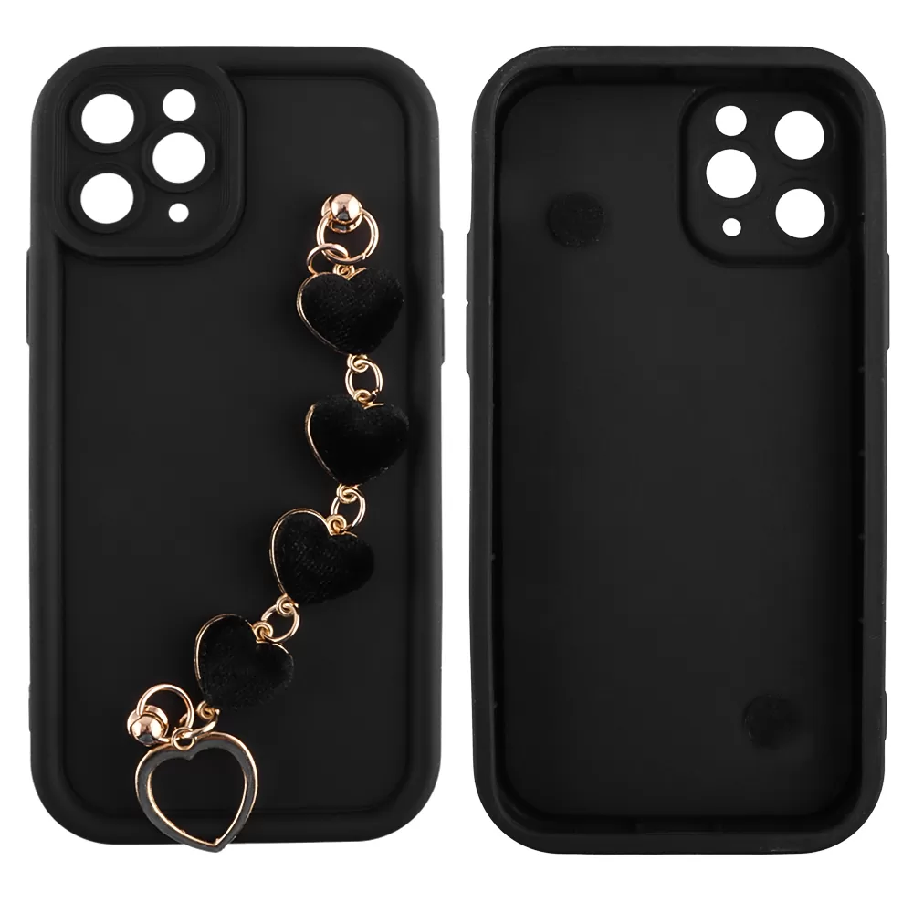 VOLTE-TEL SILICON TPU WITH STRAP ΘΗΚΗ IPHONE 11 PRO 5.8in  FULL CAMERA PROTECTION BLACK WITH BLACK HEARTS - Image 3