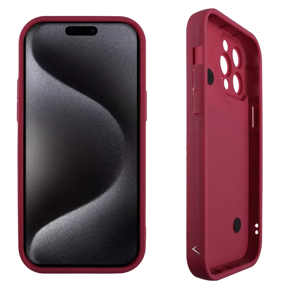 VOLTE-TEL SILICON TPU WITH STRAP ΘΗΚΗ IPHONE 15 PRO MAX 6.7in  FULL CAMERA PROTECTION BURGUNDY WITH RED HEARTS - Image 4