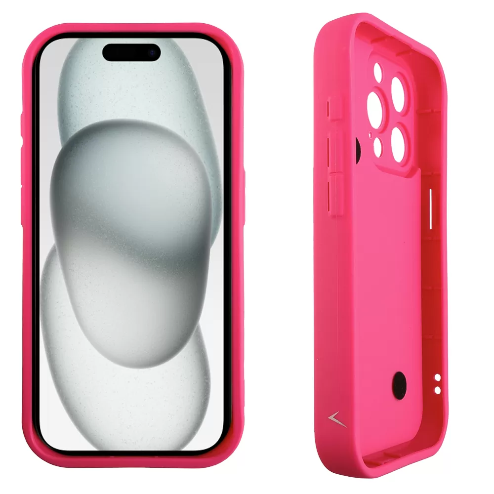 VOLTE-TEL SILICON TPU WITH STRAP ΘΗΚΗ IPHONE 15 PRO 6.1in  FULL CAMERA PROTECTION PINK WITH PINK HEARTS - Image 4