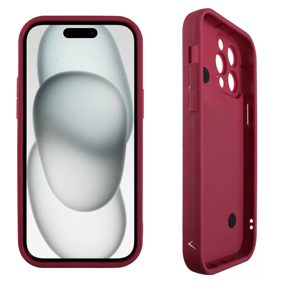 VOLTE-TEL SILICON TPU WITH STRAP ΘΗΚΗ IPHONE 15 PRO 6.1in  FULL CAMERA PROTECTION BURGUNDY WITH RED HEARTS - Image 4