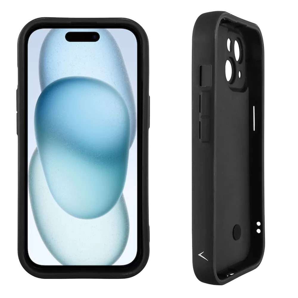 VOLTE-TEL SILICON TPU WITH STRAP ΘΗΚΗ IPHONE 15 6.1in  FULL CAMERA PROTECTION BLACK WITH BLACK HEARTS - Image 4