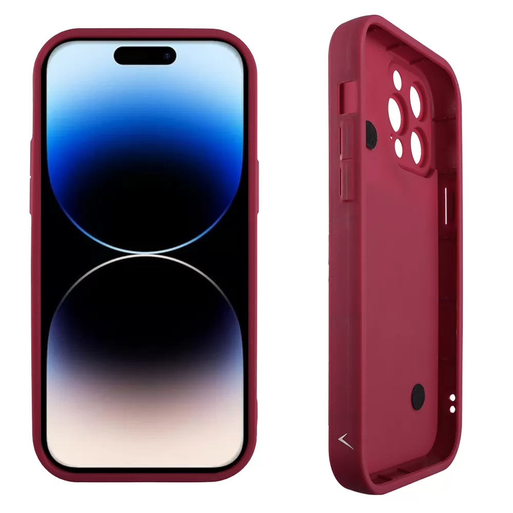 VOLTE-TEL SILICON TPU WITH STRAP ΘΗΚΗ IPHONE 14 PRO MAX 6.7in  FULL CAMERA PROTECTION BURGUNDY WITH RED HEARTS - Image 4