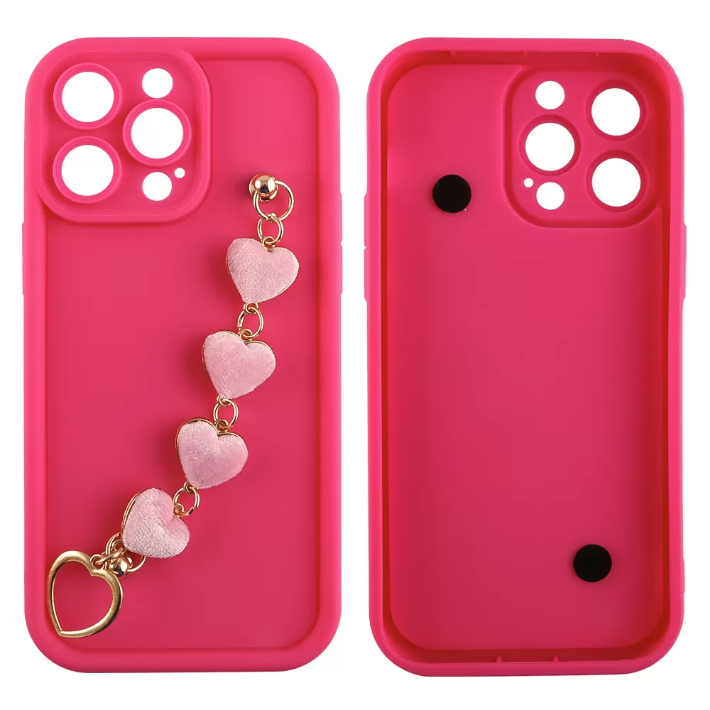 VOLTE-TEL SILICON TPU WITH STRAP ΘΗΚΗ IPHONE 14 PRO MAX 6.7in  FULL CAMERA PROTECTION PINK WITH PINK HEARTS - Image 3