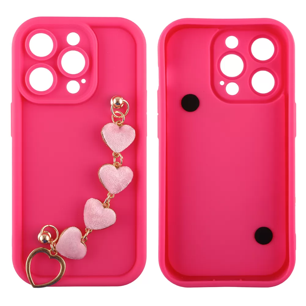 VOLTE-TEL SILICON TPU WITH STRAP ΘΗΚΗ IPHONE 14 PRO 6.1in  FULL CAMERA PROTECTION PINK WITH PINK HEARTS - Image 3