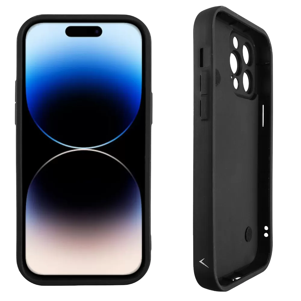 VOLTE-TEL SILICON TPU WITH STRAP ΘΗΚΗ IPHONE 14 PRO 6.1in  FULL CAMERA PROTECTION BLACK WITH BLACK HEARTS - Image 4
