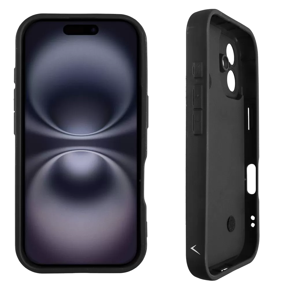 VOLTE-TEL SILICON TPU WITH STRAP ΘΗΚΗ IPHONE 16 6.1in  FULL CAMERA PROTECTION BLACK WITH BLACK HEARTS - Image 4