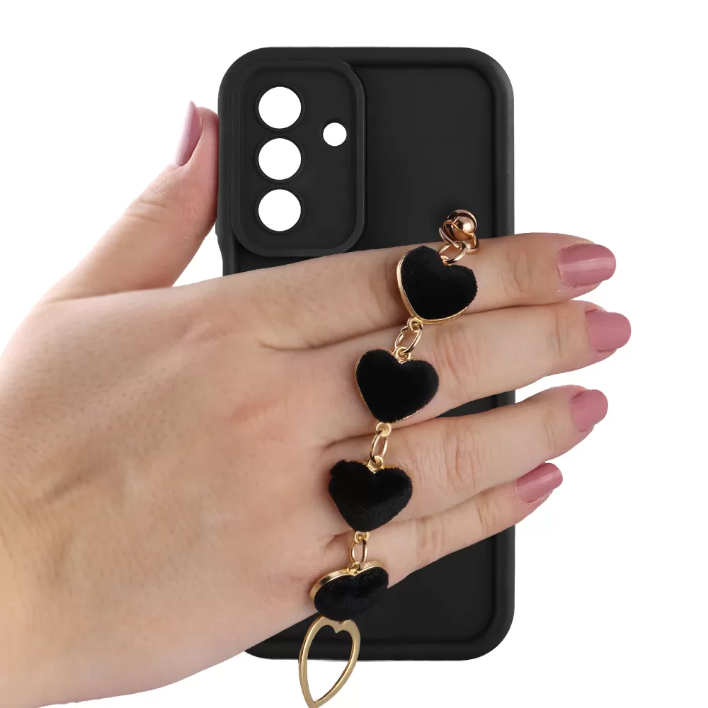 VOLTE-TEL SILICON TPU WITH STRAP ΘΗΚΗ SAMSUNG A16 4G A165/A16 5G A166 6.7in  FULL CAMERA PROTECTION BLACK WITH BLACK HEARTS - Image 5