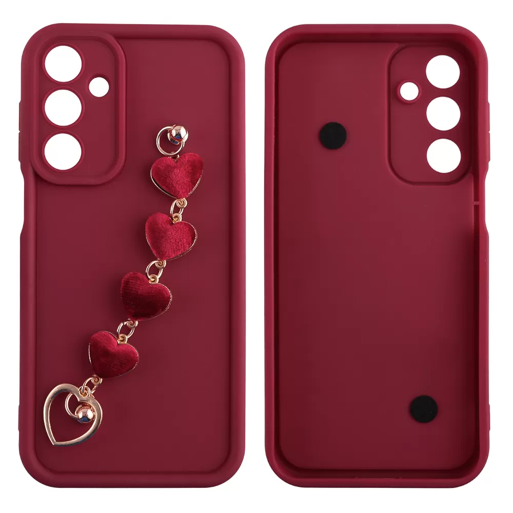 VOLTE-TEL SILICON TPU WITH STRAP ΘΗΚΗ SAMSUNG A16 4G A165/A16 5G A166 6.7in  FULL CAMERA PROTECTION BURGUNDY WITH RED HEARTS - Image 3