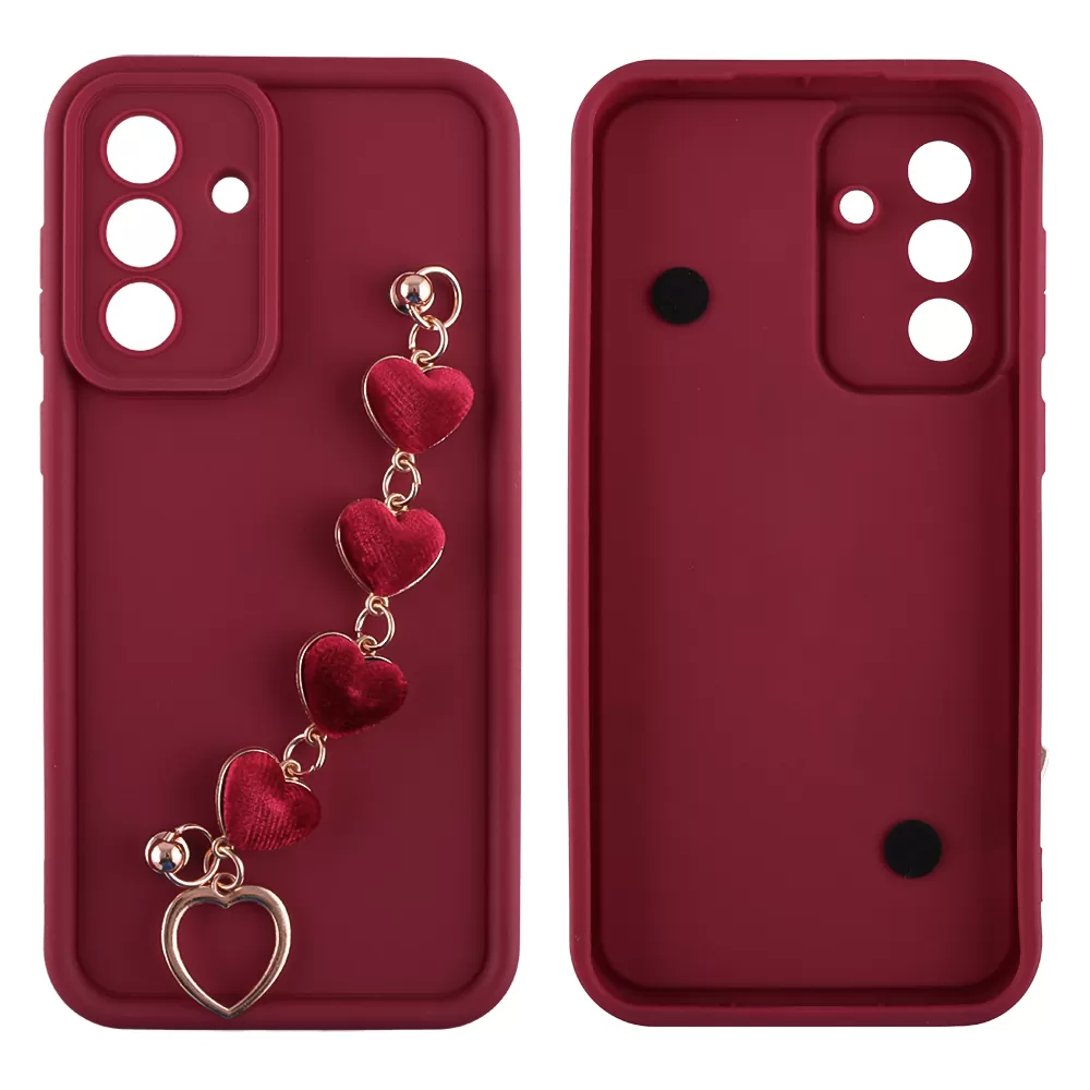 VOLTE-TEL SILICON TPU WITH STRAP ΘΗΚΗ SAMSUNG A36 5G A366 6.7in  FULL CAMERA PROTECTION BURGUNDY WITH RED HEARTS - Image 3