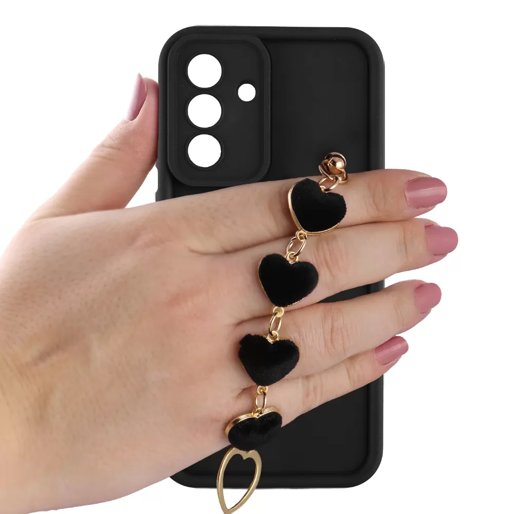 VOLTE-TEL SILICON TPU WITH STRAP ΘΗΚΗ SAMSUNG A56 5G A566 6.7in  FULL CAMERA PROTECTION BLACK WITH BLACK HEARTS - Image 5
