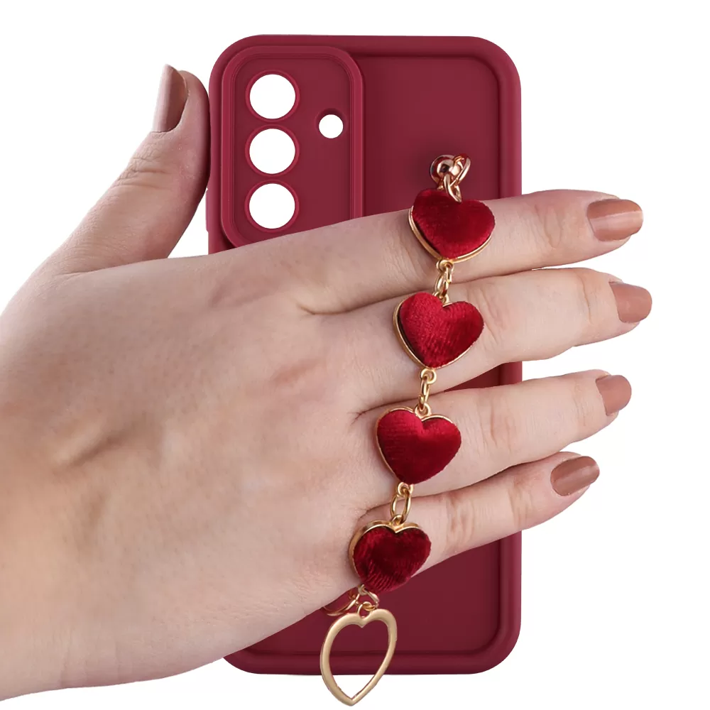 VOLTE-TEL SILICON TPU WITH STRAP ΘΗΚΗ SAMSUNG A56 5G A566 6.7in  FULL CAMERA PROTECTION BURGUNDY WITH RED HEARTS - Image 5