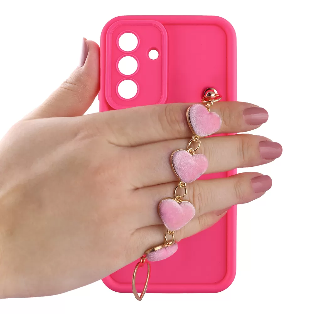 VOLTE-TEL SILICON TPU WITH STRAP ΘΗΚΗ SAMSUNG A56 5G A566 6.7in  FULL CAMERA PROTECTION PINK WITH PINK HEARTS - Image 5