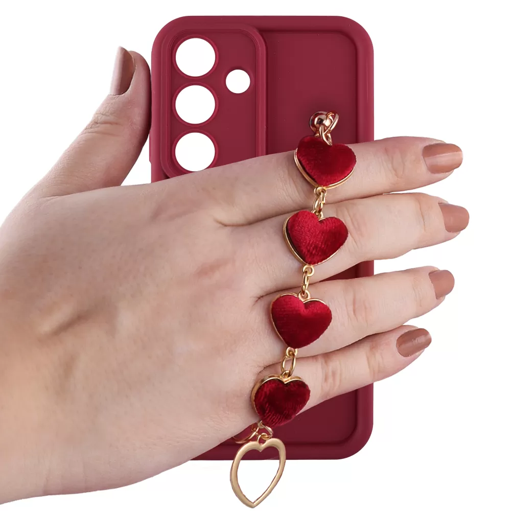 VOLTE-TEL SILICON TPU WITH STRAP ΘΗΚΗ SAMSUNG S25 5G S931 6.2in  FULL CAMERA PROTECTION BURGUNDY WITH RED HEARTS - Image 5
