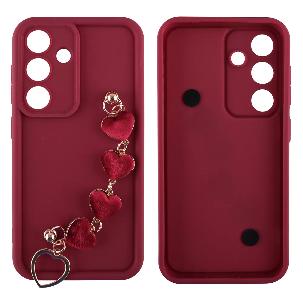 VOLTE-TEL SILICON TPU WITH STRAP ΘΗΚΗ SAMSUNG S25 5G S931 6.2in  FULL CAMERA PROTECTION BURGUNDY WITH RED HEARTS - Image 3