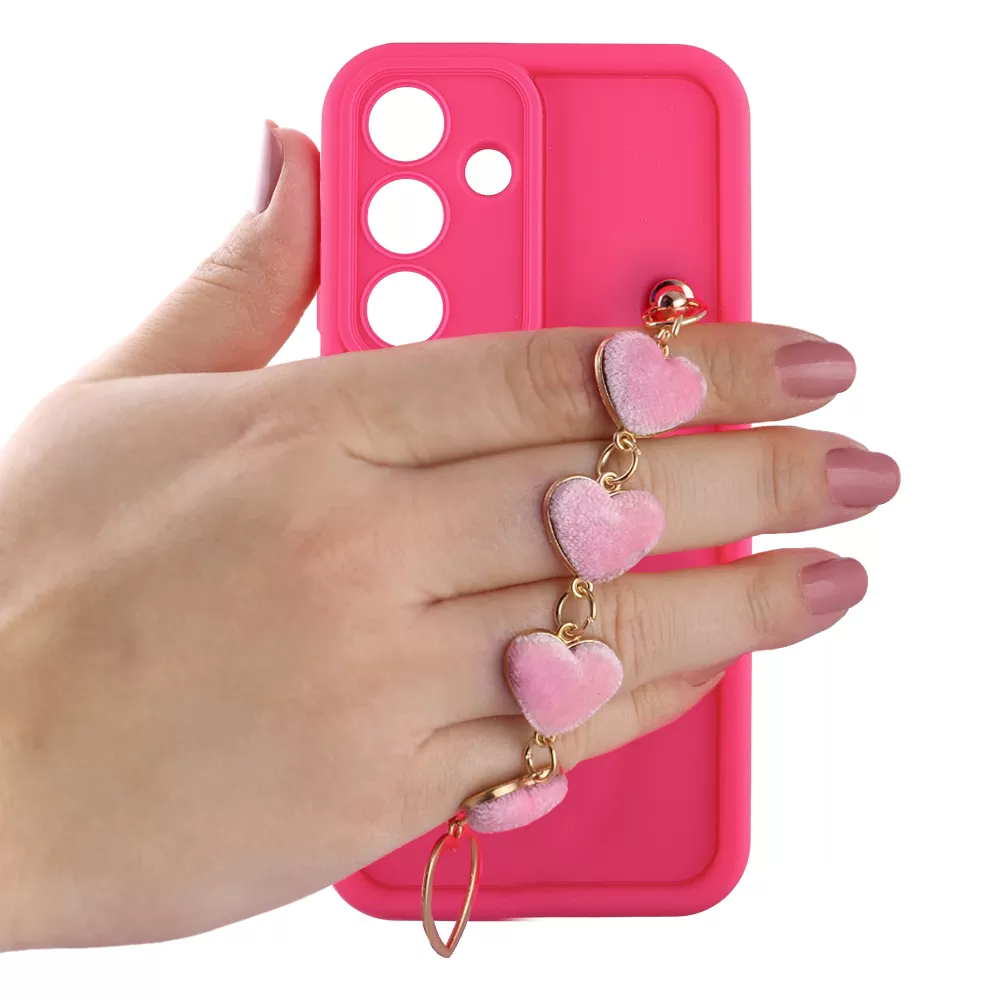VOLTE-TEL SILICON TPU WITH STRAP ΘΗΚΗ SAMSUNG S25 5G S931 6.2in  FULL CAMERA PROTECTION PINK WITH PINK HEARTS - Image 5