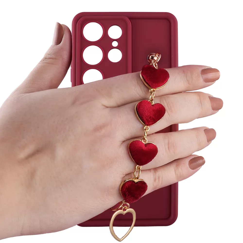 VOLTE-TEL SILICON TPU WITH STRAP ΘΗΚΗ SAMSUNG S25 ULTRA 5G S938 6.9in  FULL CAMERA PROTECTION BURGUNDY WITH RED HEARTS - Image 5