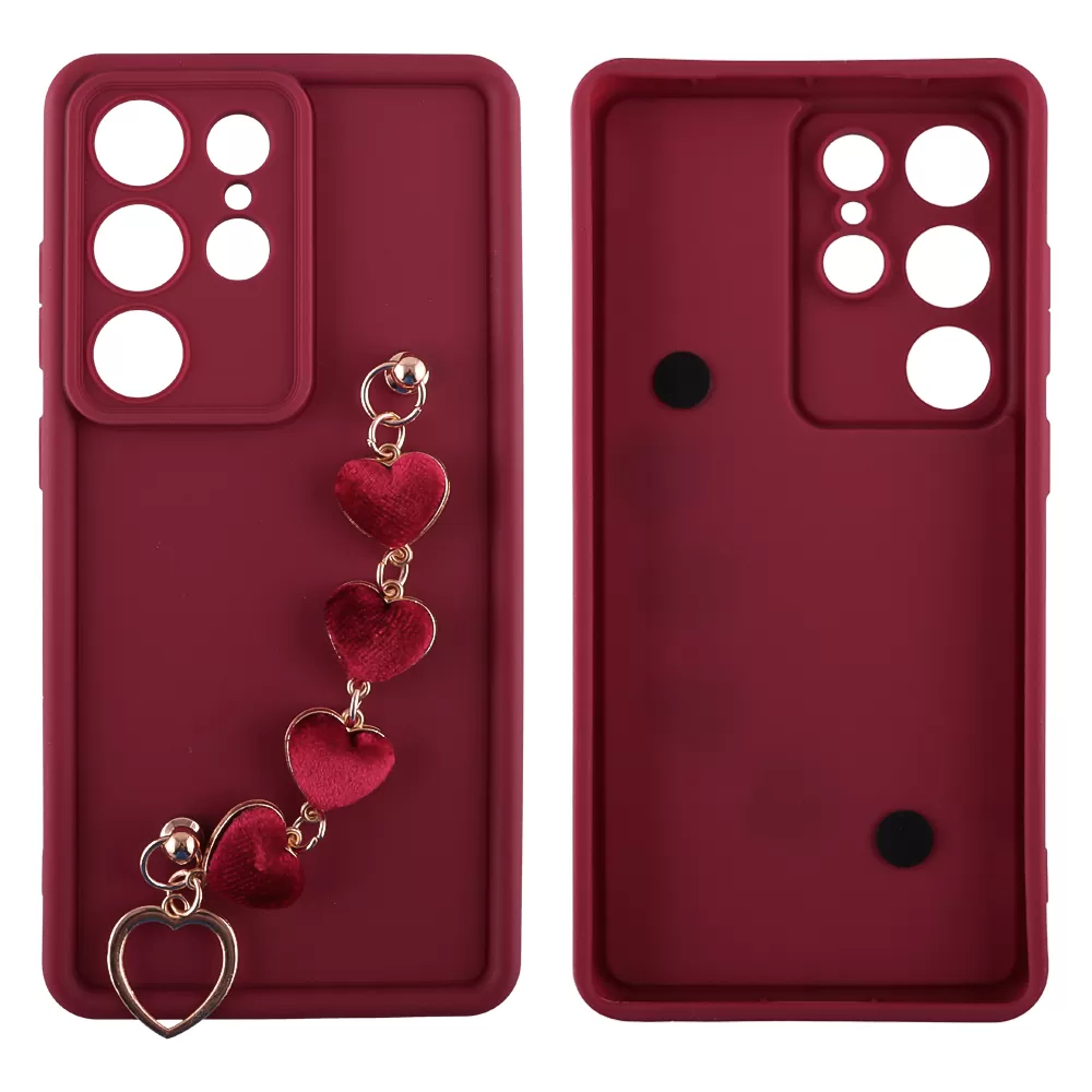 VOLTE-TEL SILICON TPU WITH STRAP ΘΗΚΗ SAMSUNG S25 ULTRA 5G S938 6.9in  FULL CAMERA PROTECTION BURGUNDY WITH RED HEARTS - Image 3