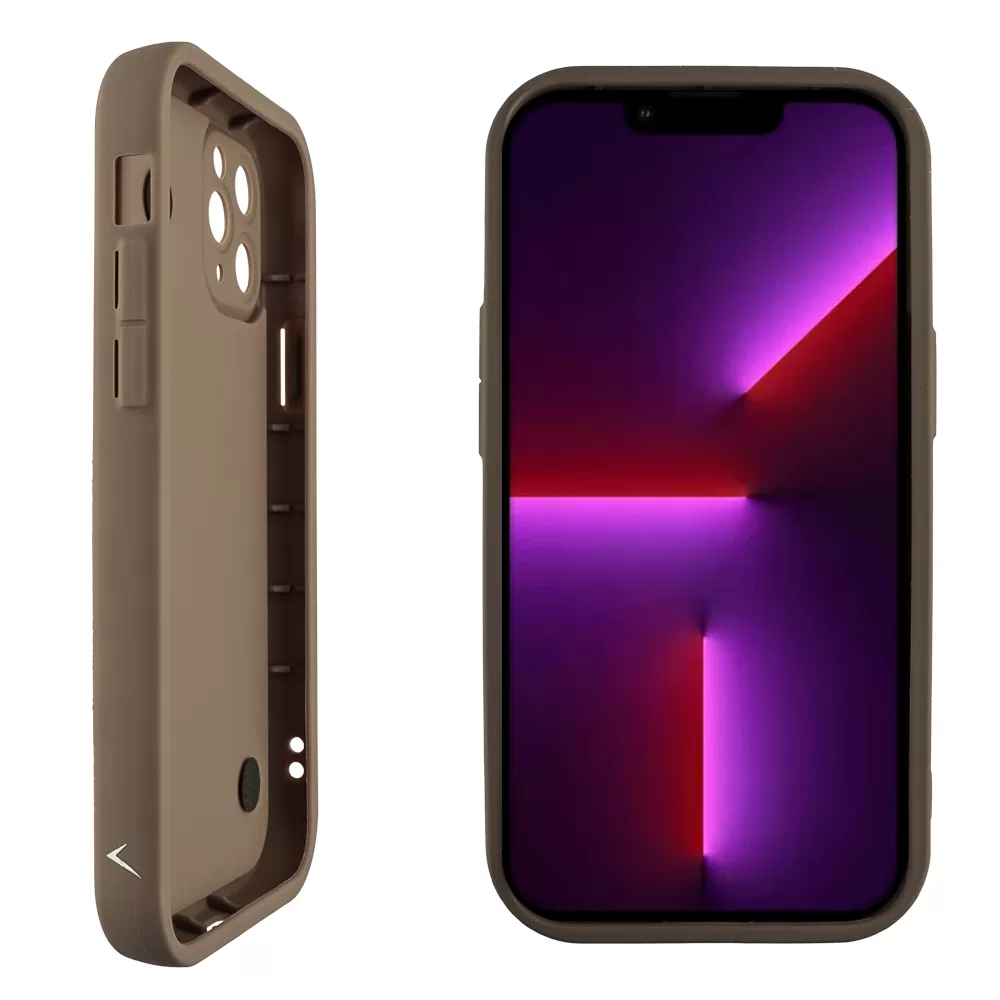 VOLTE-TEL SILICON TPU WITH STRAP ΘΗΚΗ IPHONE 13 PRO 6.1in  FULL CAMERA PROTECTION BROWN WITH WHITE BUTTERFLIES - Image 4