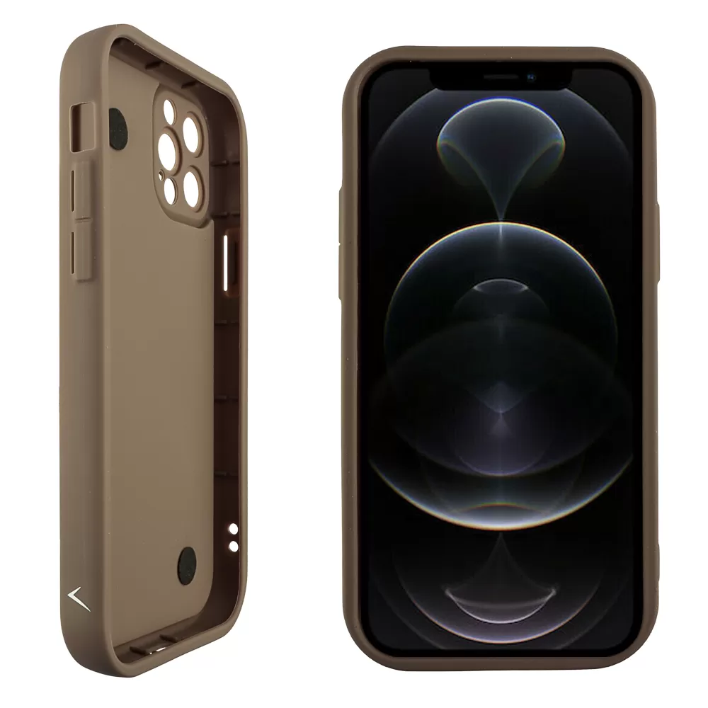 VOLTE-TEL SILICON TPU WITH STRAP ΘΗΚΗ IPHONE 12 PRO 6.1in  FULL CAMERA PROTECTION BROWN WITH WHITE BUTTERFLIES - Image 4