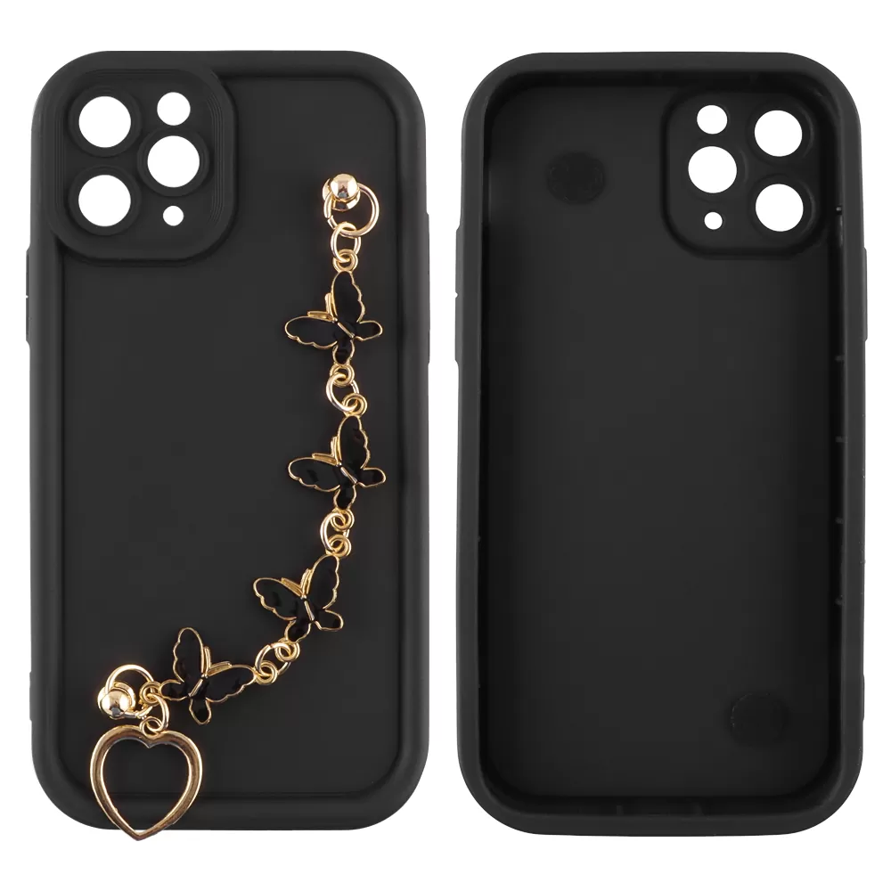 VOLTE-TEL SILICON TPU WITH STRAP ΘΗΚΗ IPHONE 11 PRO 5.8in  FULL CAMERA PROTECTION BLACK WITH BLACK BUTTERFLIES - Image 3