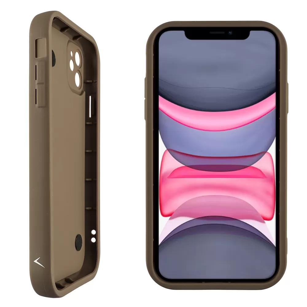 VOLTE-TEL SILICON TPU WITH STRAP ΘΗΚΗ IPHONE 11 6.1in  FULL CAMERA PROTECTION BROWN WITH WHITE BUTTERFLIES - Image 4