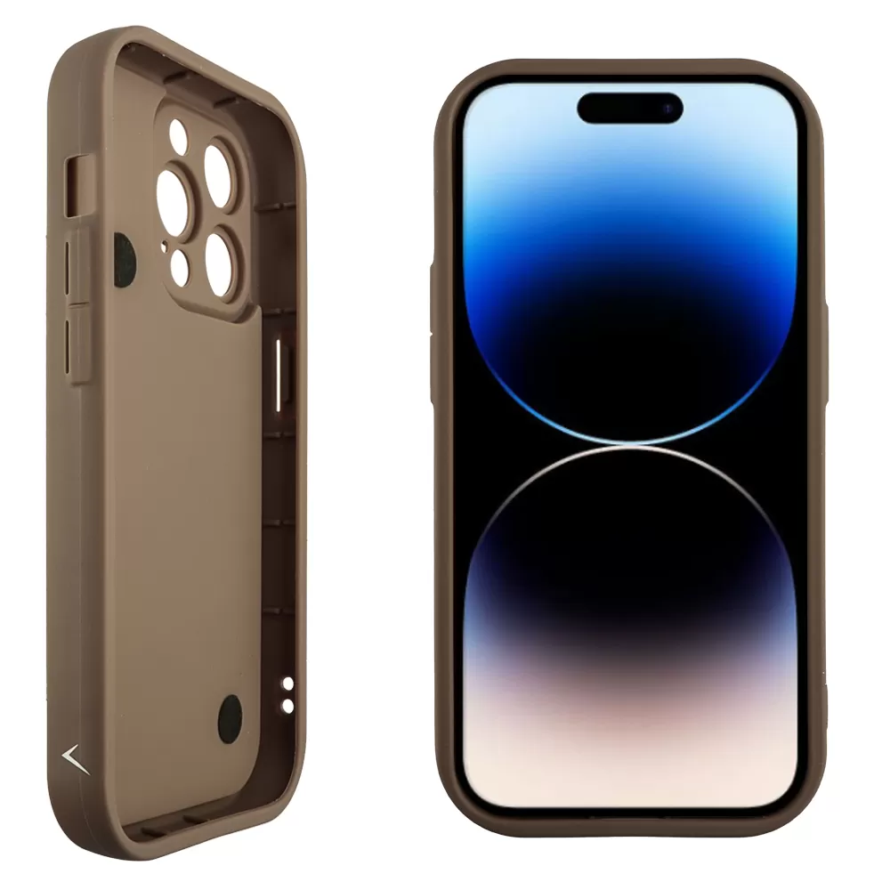 VOLTE-TEL SILICON TPU WITH STRAP ΘΗΚΗ IPHONE 14 PRO 6.1in  FULL CAMERA PROTECTION BROWN WITH WHITE BUTTERFLIES - Image 4