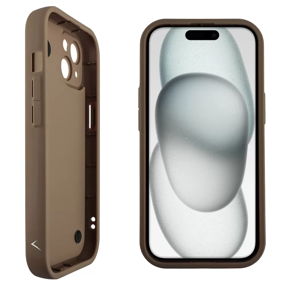 VOLTE-TEL SILICON TPU WITH STRAP ΘΗΚΗ IPHONE 15 6.1in  FULL CAMERA PROTECTION BROWN WITH WHITE BUTTERFLIES - Image 4