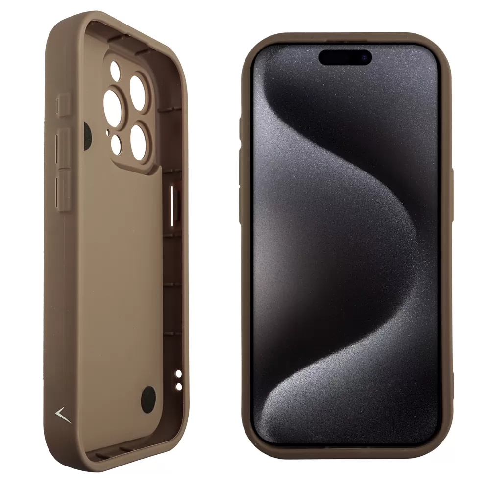 VOLTE-TEL SILICON TPU WITH STRAP ΘΗΚΗ IPHONE 15 PRO 6.1in  FULL CAMERA PROTECTION BROWN WITH WHITE BUTTERFLIES - Image 4