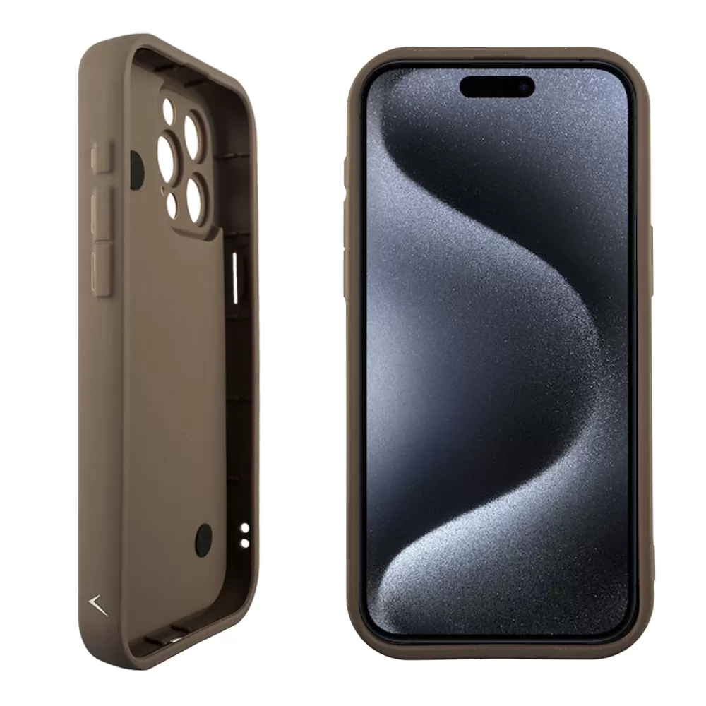 VOLTE-TEL SILICON TPU WITH STRAP ΘΗΚΗ IPHONE 15 PRO MAX 6.7in  FULL CAMERA PROTECTION BROWN WITH WHITE BUTTERFLIES - Image 4