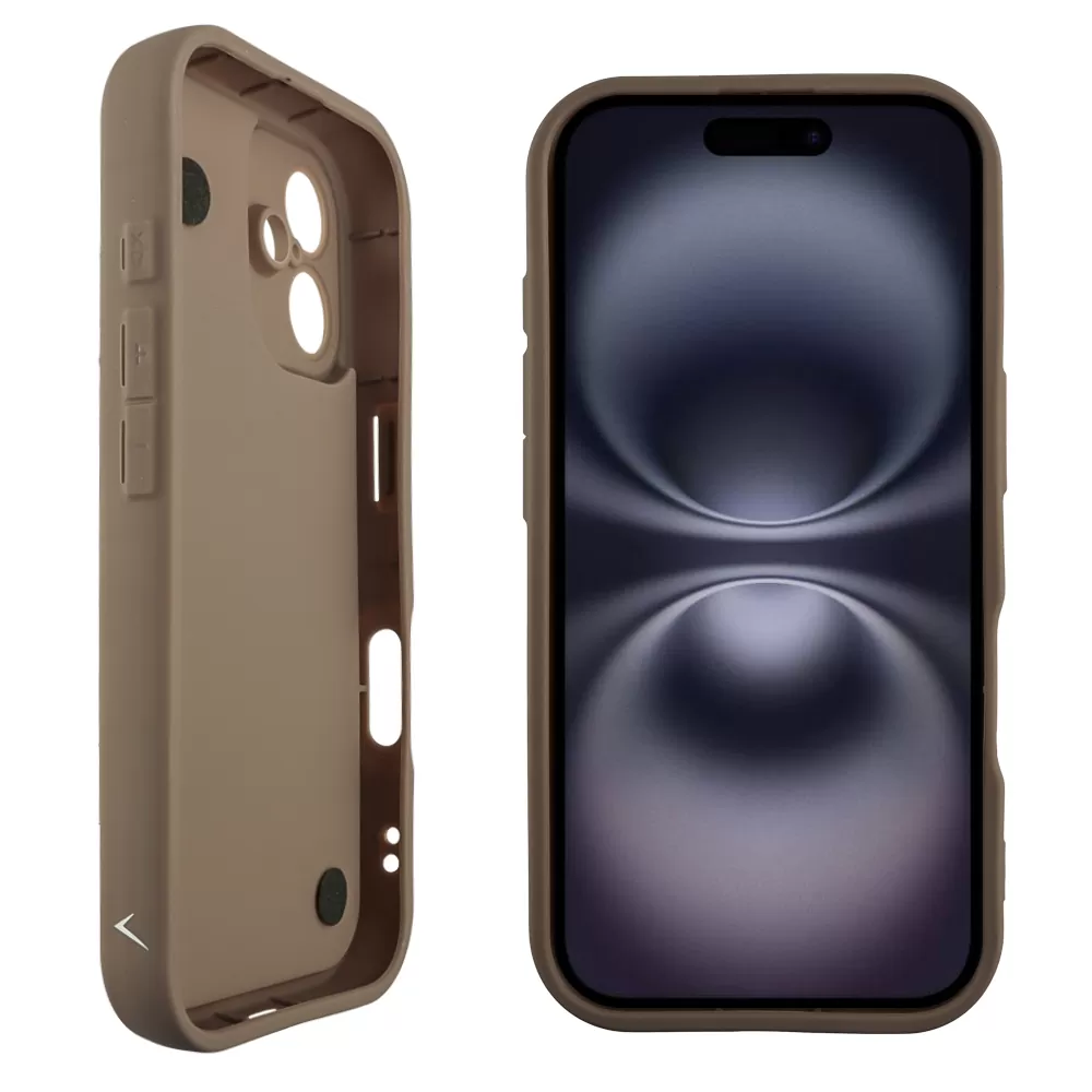 VOLTE-TEL SILICON TPU WITH STRAP ΘΗΚΗ IPHONE 16 6.1in  FULL CAMERA PROTECTION BROWN WITH WHITE BUTTERFLIES - Image 4