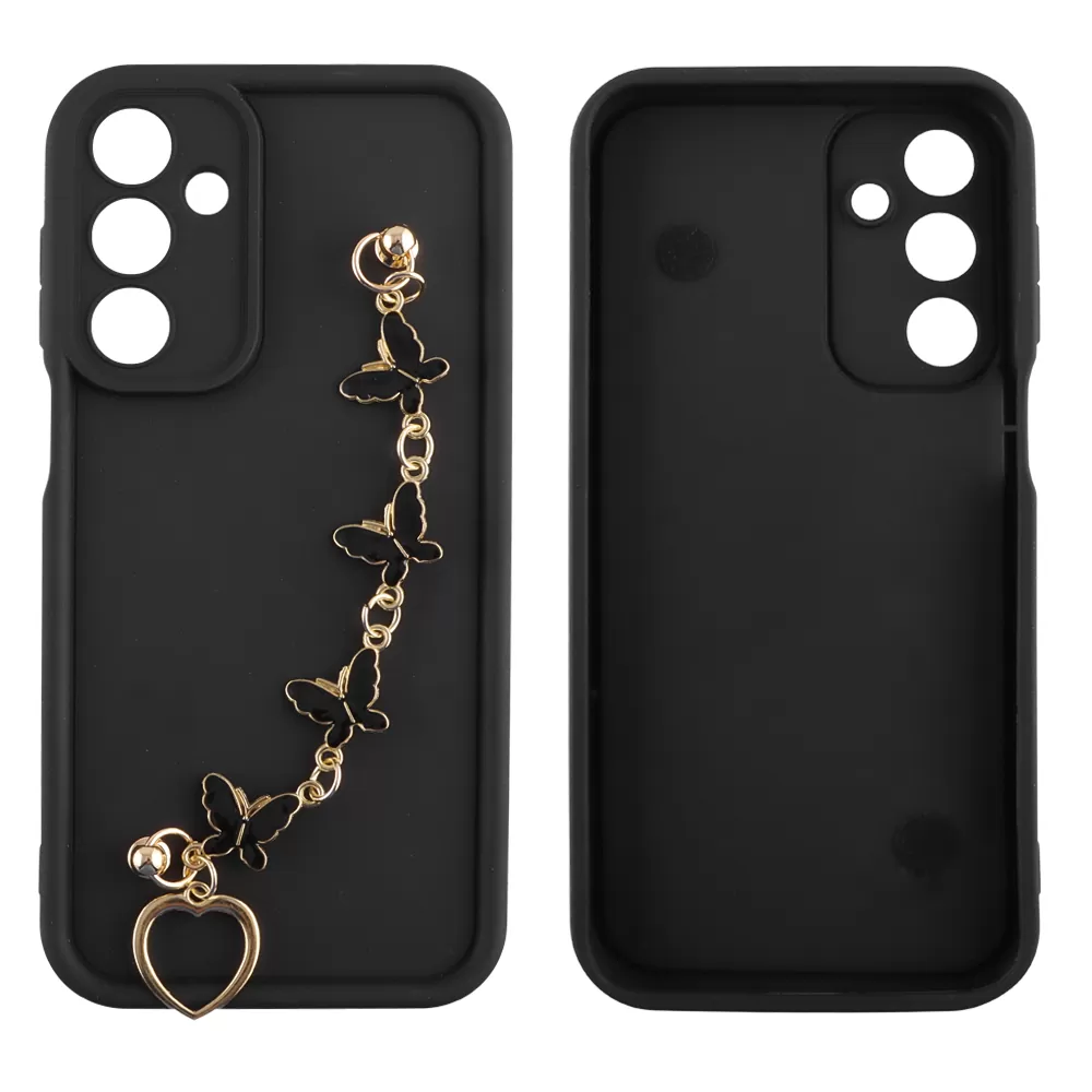 VOLTE-TEL SILICON TPU WITH STRAP ΘΗΚΗ SAMSUNG A16 4G A165/A16 5G A166 6.7in  FULL CAMERA PROTECTION BLACK WITH BLACK BUTTERFLIES - Image 3