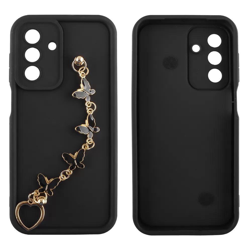 VOLTE-TEL SILICON TPU WITH STRAP ΘΗΚΗ SAMSUNG A26 5G A266 6.7in  FULL CAMERA PROTECTION BLACK WITH BLACK BUTTERFLIES - Image 3