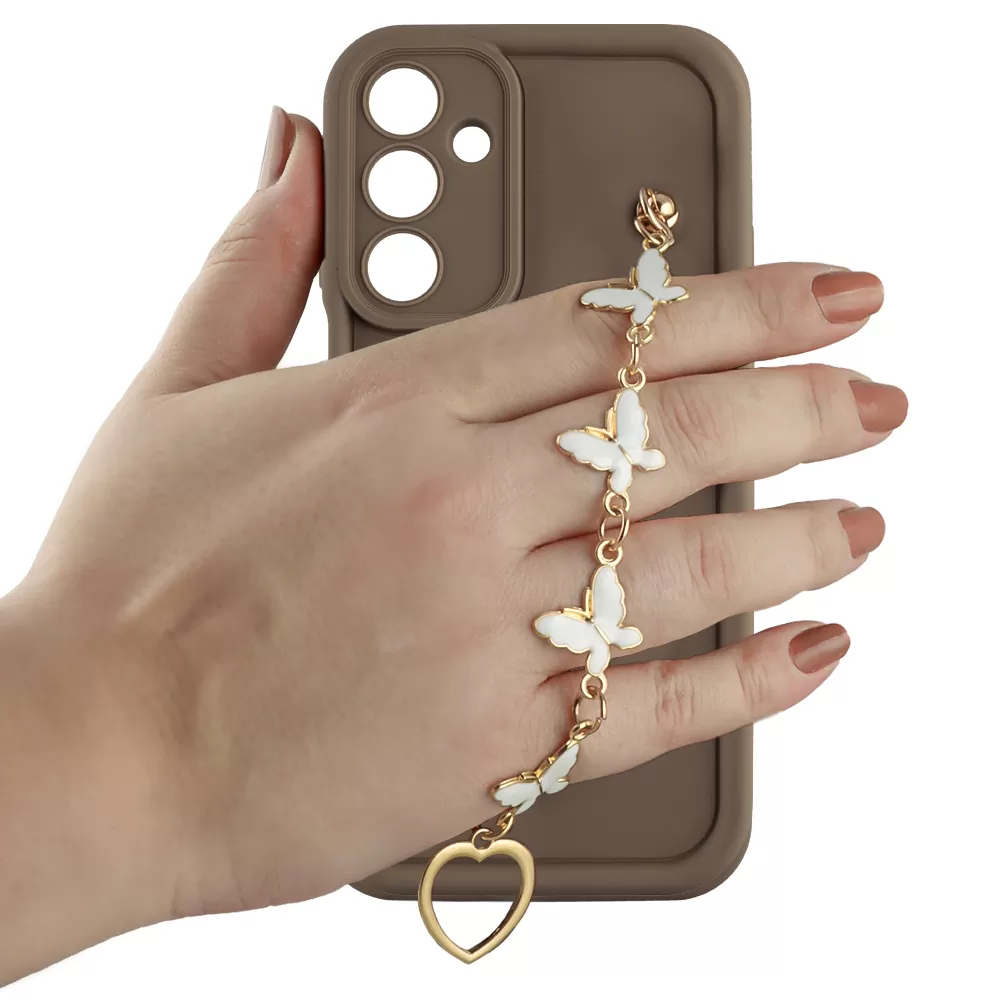 VOLTE-TEL SILICON TPU WITH STRAP ΘΗΚΗ SAMSUNG A26 5G A266 6.7in  FULL CAMERA PROTECTION BROWN WITH WHITE BUTTERFLIES - Image 5