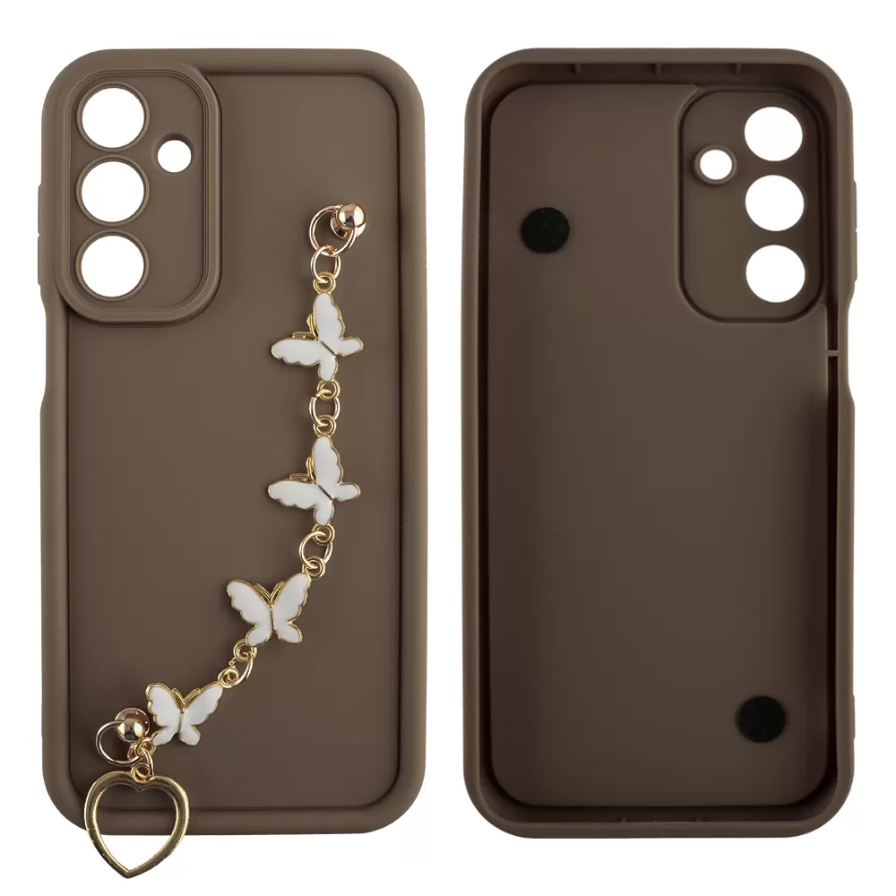 VOLTE-TEL SILICON TPU WITH STRAP ΘΗΚΗ SAMSUNG A26 5G A266 6.7in  FULL CAMERA PROTECTION BROWN WITH WHITE BUTTERFLIES - Image 3