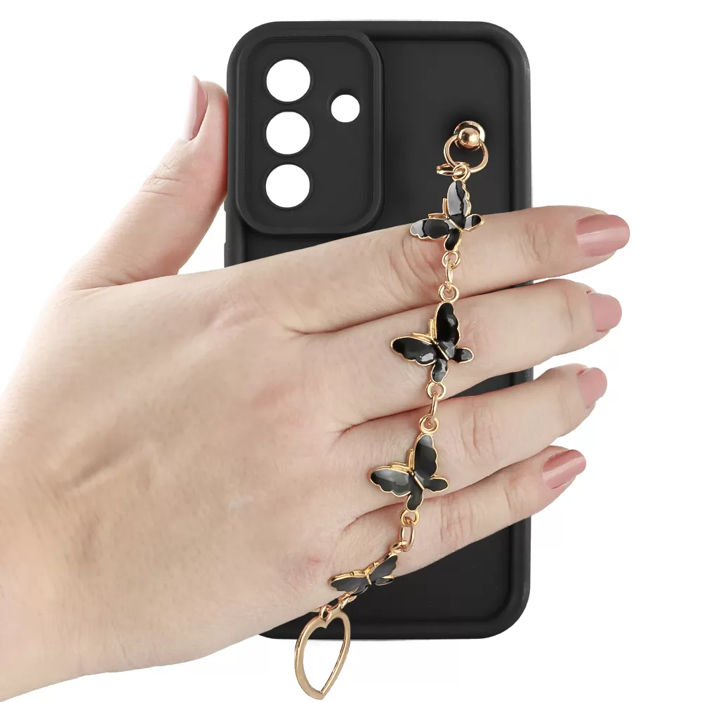 VOLTE-TEL SILICON TPU WITH STRAP ΘΗΚΗ SAMSUNG A36 5G A366 6.7in  FULL CAMERA PROTECTION BLACK WITH BLACK BUTTERFLIES - Image 5