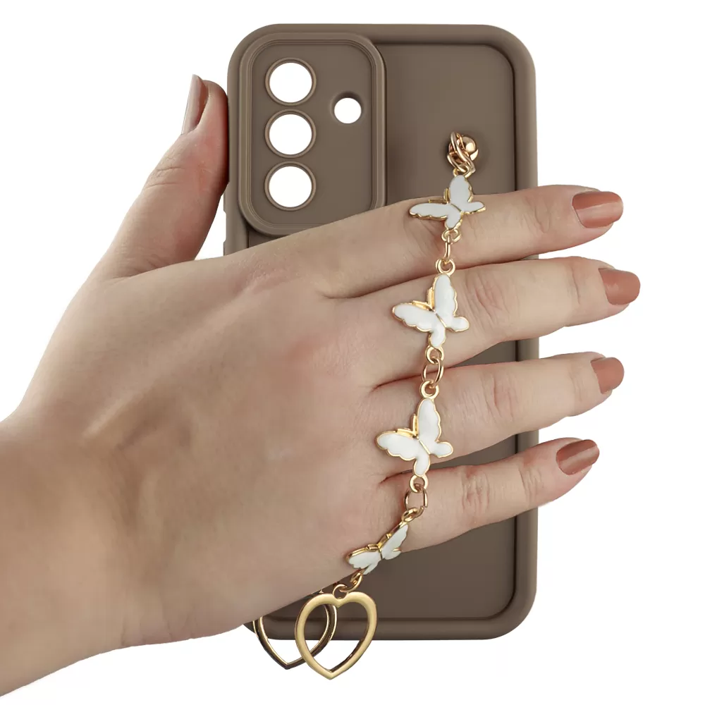 VOLTE-TEL SILICON TPU WITH STRAP ΘΗΚΗ SAMSUNG A36 5G A366 6.7in  FULL CAMERA PROTECTION BROWN WITH WHITE BUTTERFLIES - Image 5