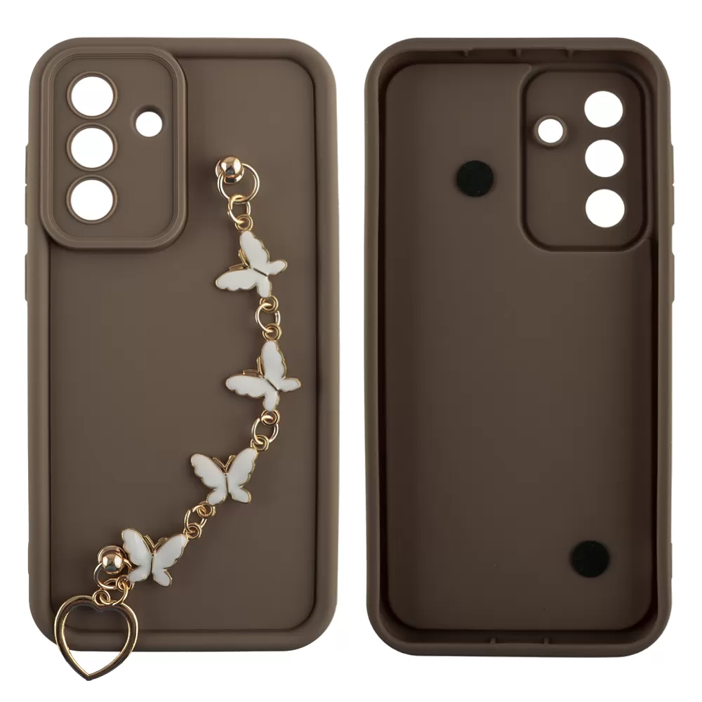 VOLTE-TEL SILICON TPU WITH STRAP ΘΗΚΗ SAMSUNG A36 5G A366 6.7in  FULL CAMERA PROTECTION BROWN WITH WHITE BUTTERFLIES - Image 3