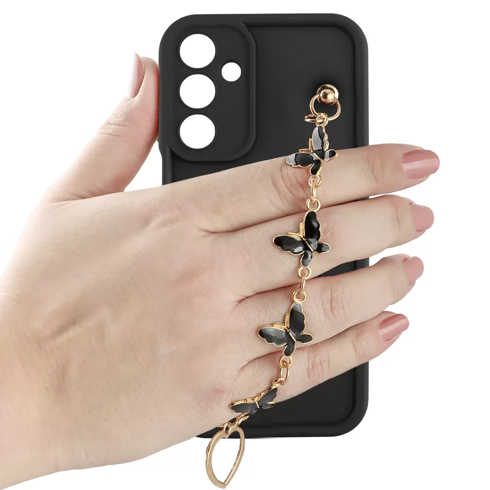 VOLTE-TEL SILICON TPU WITH STRAP ΘΗΚΗ SAMSUNG A56 5G A566 6.7in  FULL CAMERA PROTECTION BLACK WITH BLACK BUTTERFLIES - Image 5