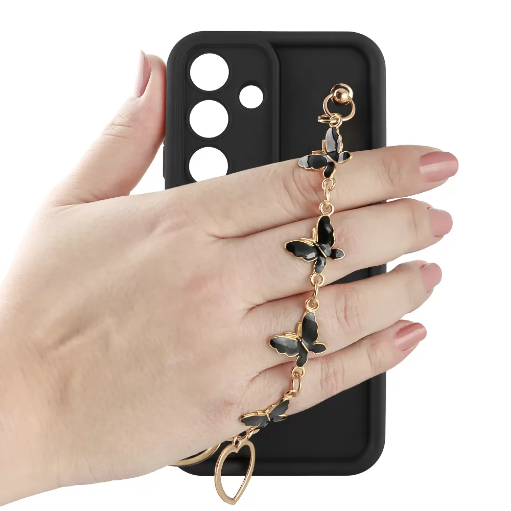 VOLTE-TEL SILICON TPU WITH STRAP ΘΗΚΗ SAMSUNG S25 5G S931 6.2in  FULL CAMERA PROTECTION BLACK WITH BLACK BUTTERFLIES - Image 5