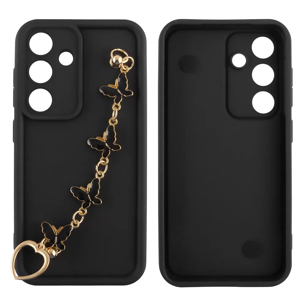 VOLTE-TEL SILICON TPU WITH STRAP ΘΗΚΗ SAMSUNG S25 5G S931 6.2in  FULL CAMERA PROTECTION BLACK WITH BLACK BUTTERFLIES - Image 3