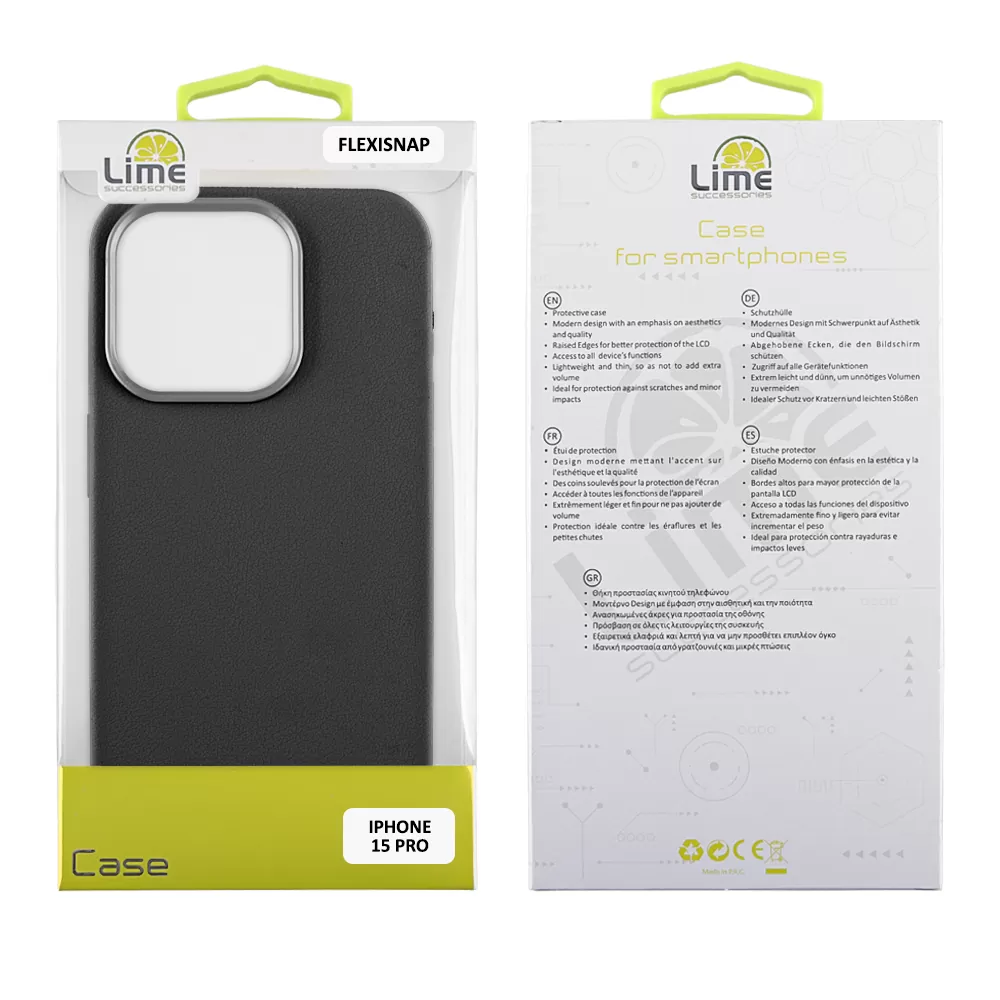 LIME FLEXISNAP TPU ΘΗΚΗ IPHONE 15 PRO 6.1in CAMERA GUARD BLACK - Image 2