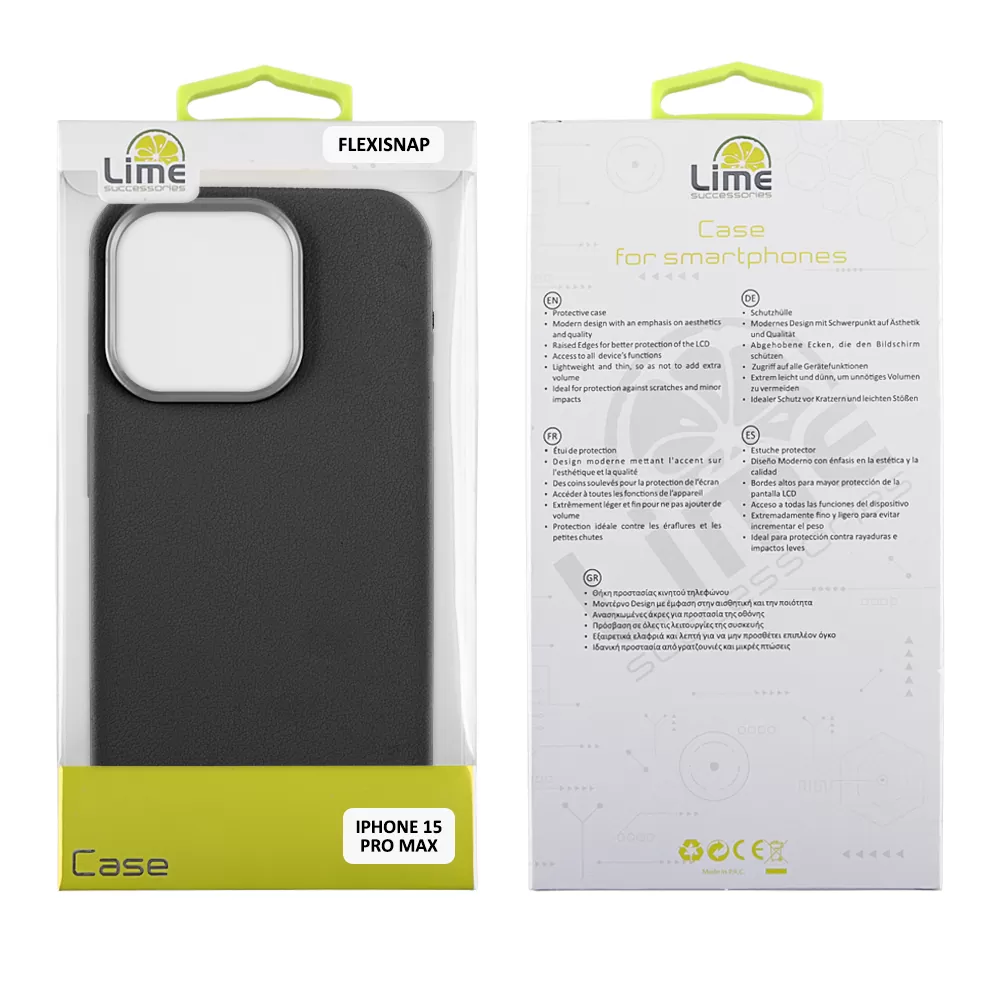 LIME FLEXISNAP TPU ΘΗΚΗ IPHONE 15 PRO MAX 6.7in CAMERA GUARD BLACK - Image 2